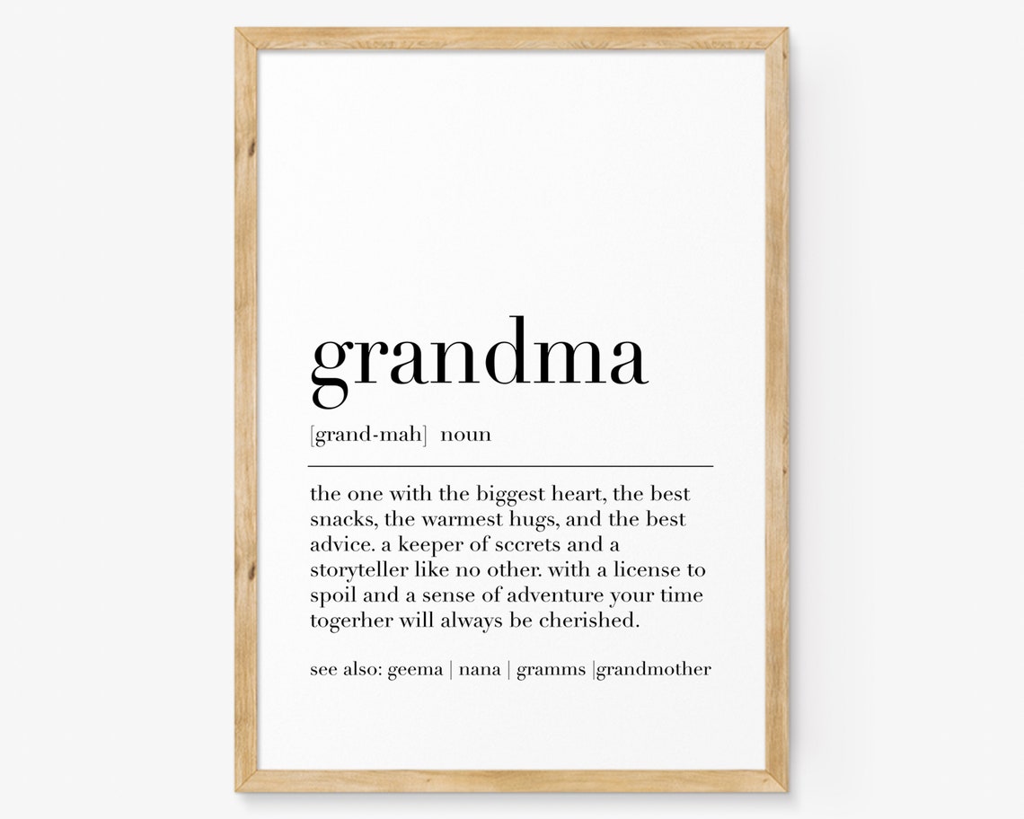 Grandma Definition Poster Heartfelt Gift for Grandmother Wall Decor