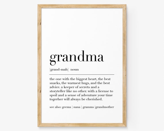 Grandma Grandma Definition Print Grandma Quote Poster Gift For Grandma Grandma Wall Art Mothers Day Gift