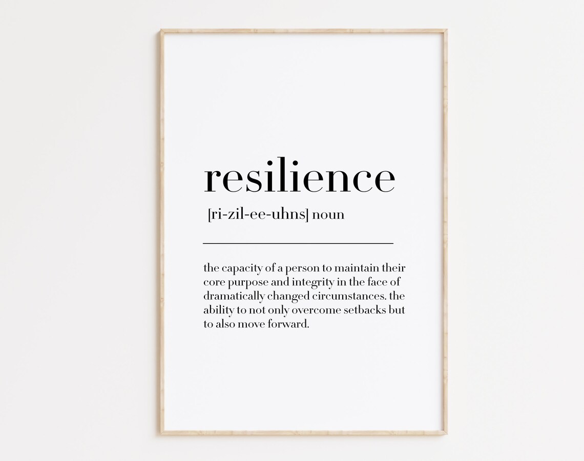 Resilience Definition Dictionary Typography Inspirational Quote Poster