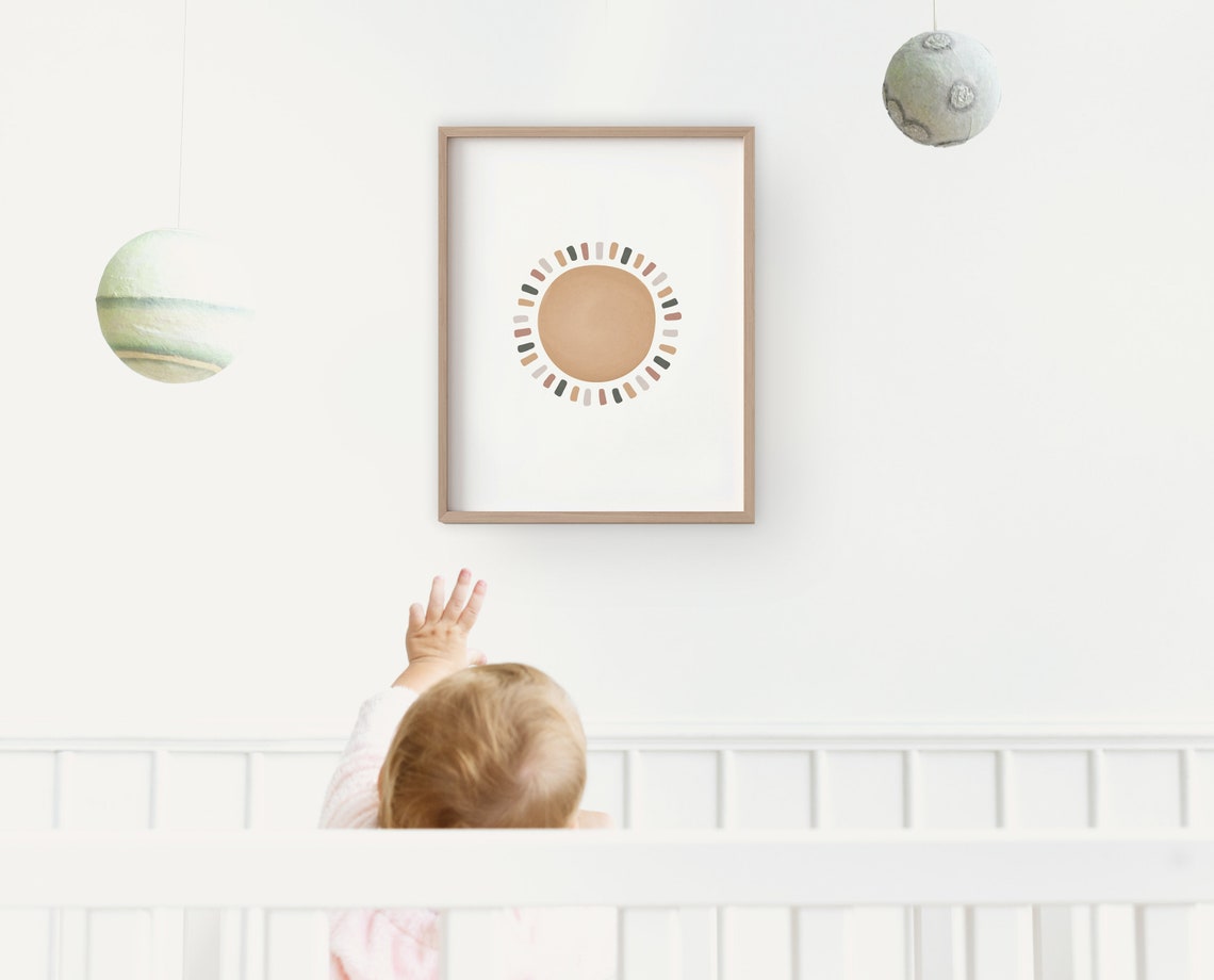 Boho Sun Pastel Watercolor Abstract Nursery Sunshine Decor Poster - Image 3
