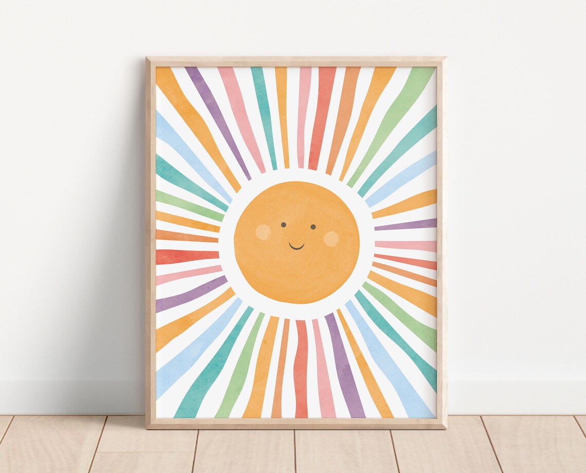 Watercolor Sun Poster, Nursery Room Wall Art - Image 2