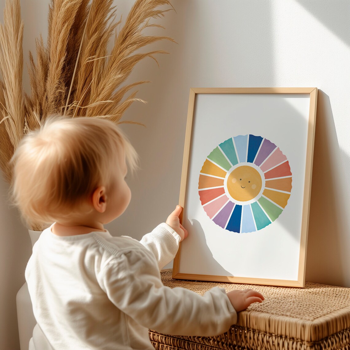 Happy Smiling Sun Rainbow Color Wheel Nursery Wall Decor Poster - Image 2