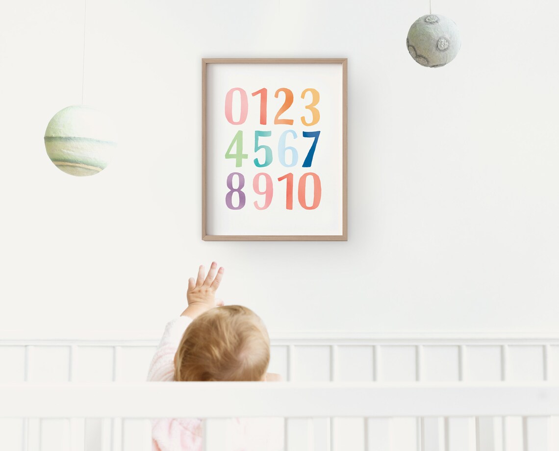 Homeschool ABC Poster, Rainbow Numbers Art Print