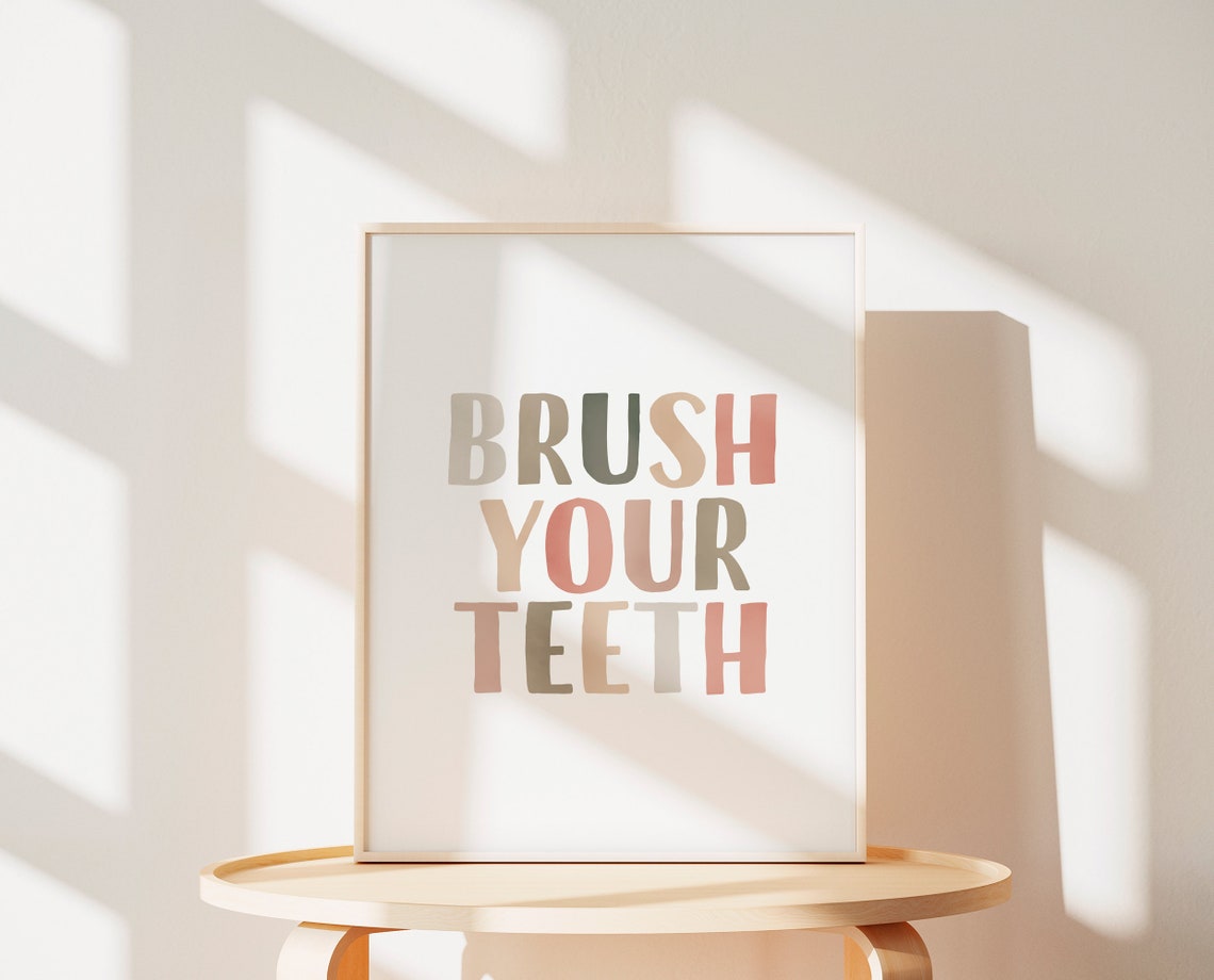 Brush Your Teeth Pastel Bathroom Routine Nursery Sign Poster - Image 2
