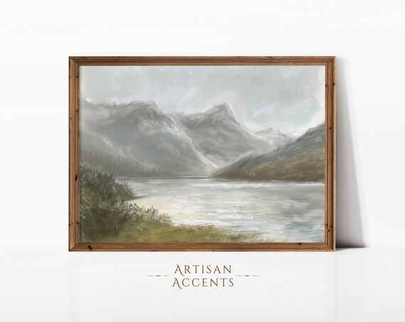 Vintage Mountains Rural Oil Painting Wall Decor Art Print Landscape Home Artwork Smoky Ireland Scotland