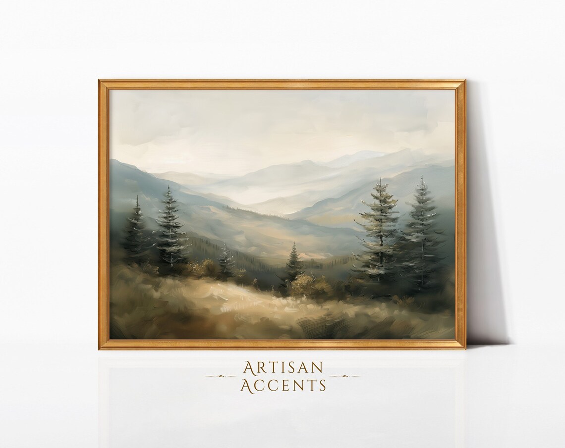 Vintage Mountains Landscape Art Print, Smoky Ireland