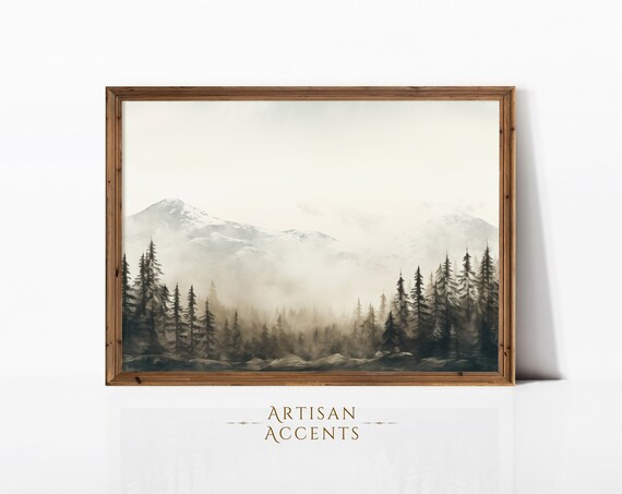 Vintage Mountains Rural Oil Painting Wall Decor Art Print Landscape Home Artwork Smoky Ireland Scotland