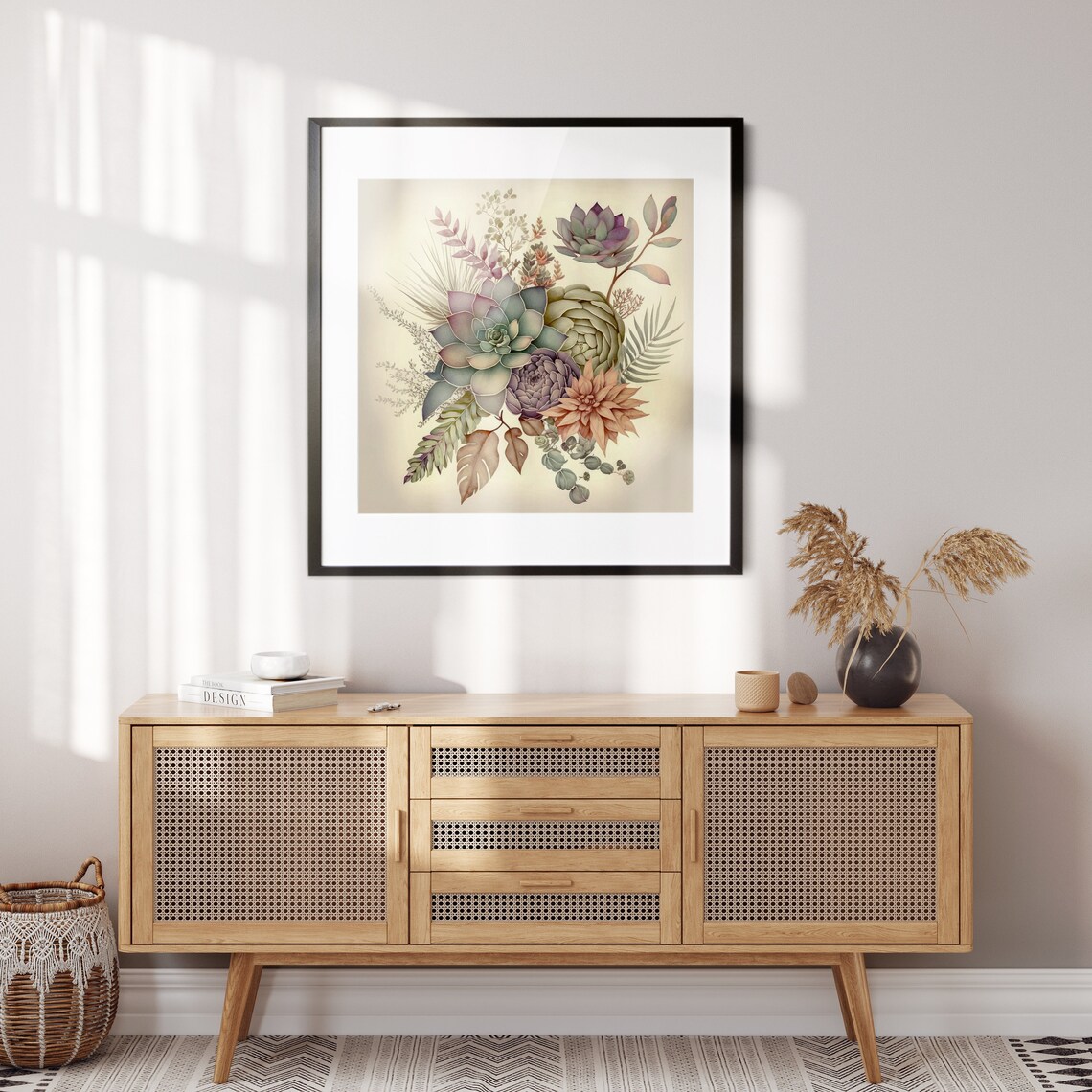 Autumn Toned Succulents Bouquet Warm Brown Botanical Art Poster - Image 3