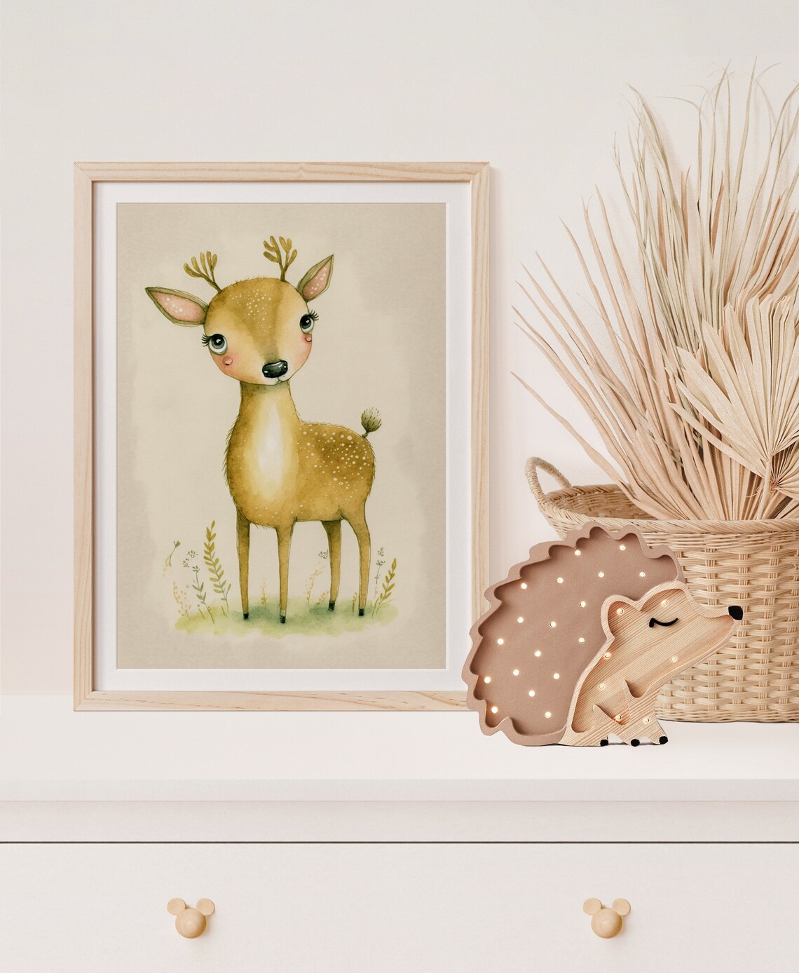Cute Baby Deer Fawn in Watercolor Nursery Woodland Art Print - Image 5