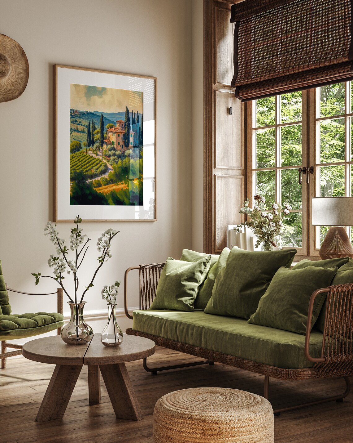 Tuscany Farmhouse Green Vineyards Cypress Lane Italian Art Print - Image 3