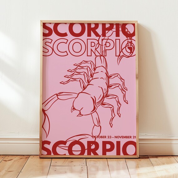 Scorpio Print Vintage Poster Zodiac Sign Retro Wall Art Gifts Astrology Decor Birthday