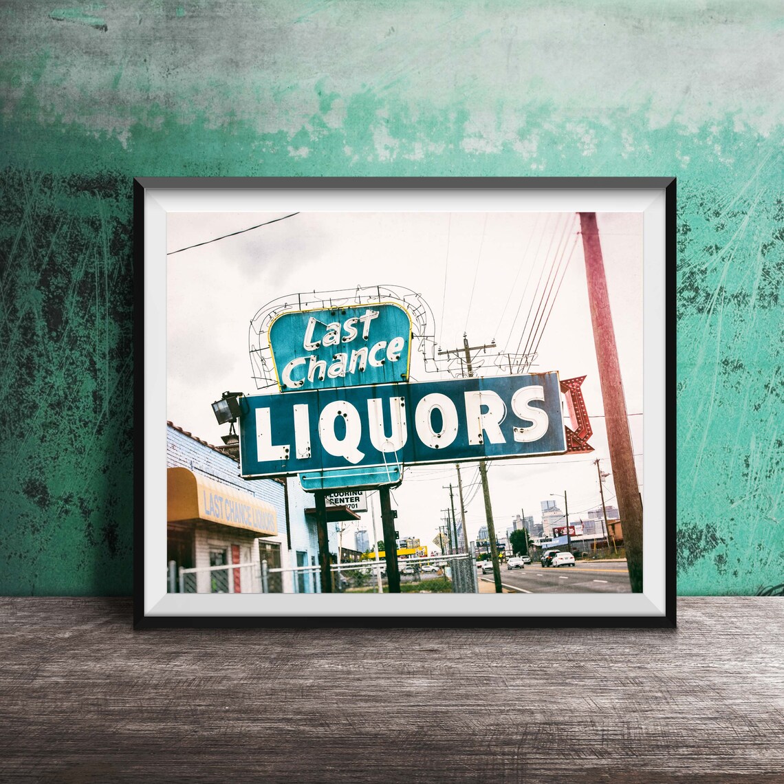 Last Chance Liquors Vintage Drive In Liquor Store Sign Poster