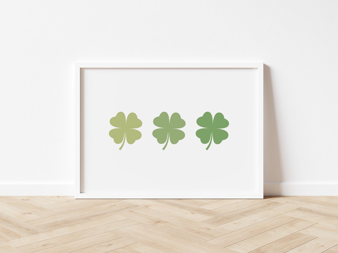 Simple Green Shamrock Trio Minimal Modern St Patricks Wall Art - Image 3