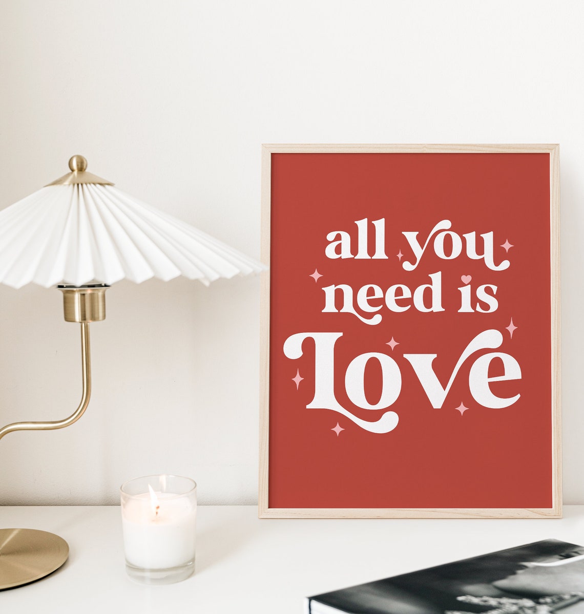 All You Need Is Love White Script Terracotta Red Minimalist Poster - Image 3