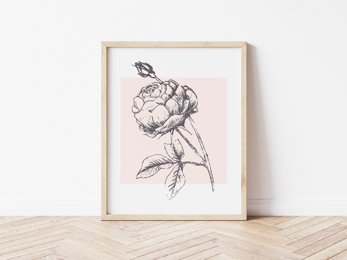 Minimalist Rose Sketch Art Print, Valentine Decor - Image 4