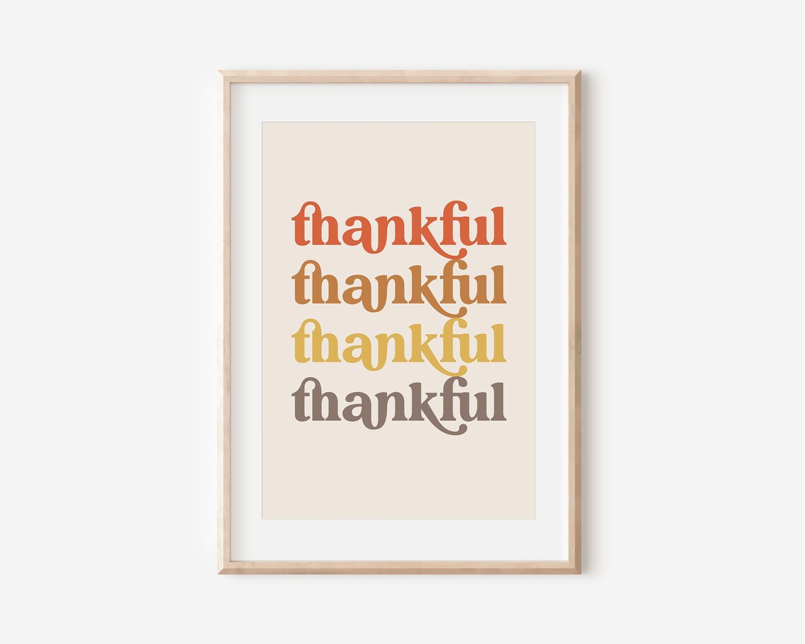 Thankful Vintage Typography Thanksgiving Poster Print - Image 5