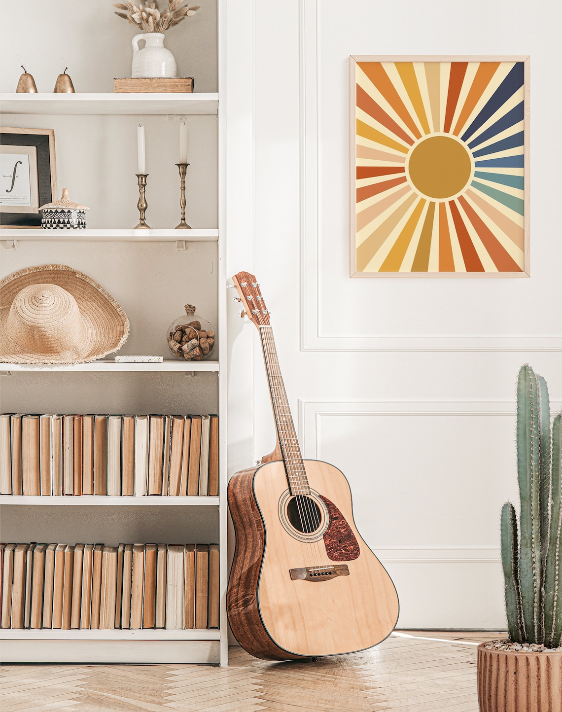 Boho Sun Wall Art, Groovy Sun Nursery Decor Art Print - Image 2