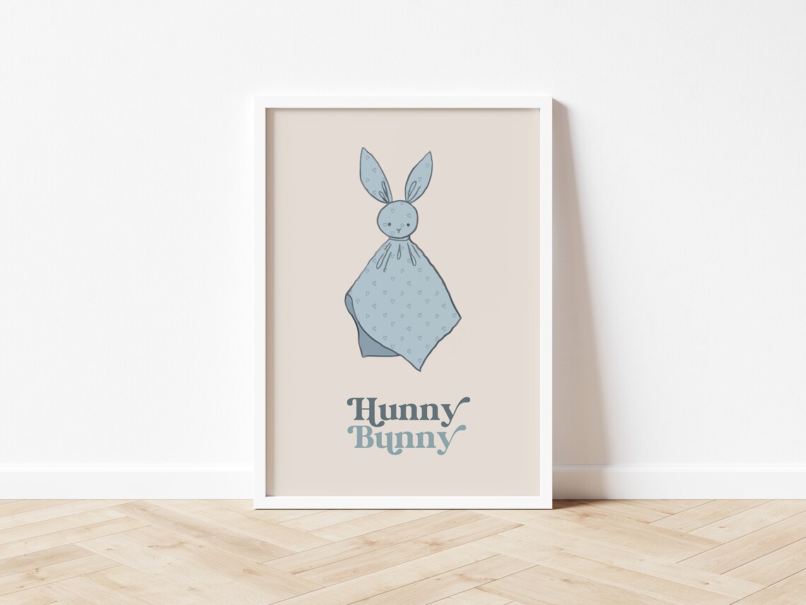 Sweet Cute Bunny Trio Easter Nursery Kids Room Minimal Wall Art - Image 4