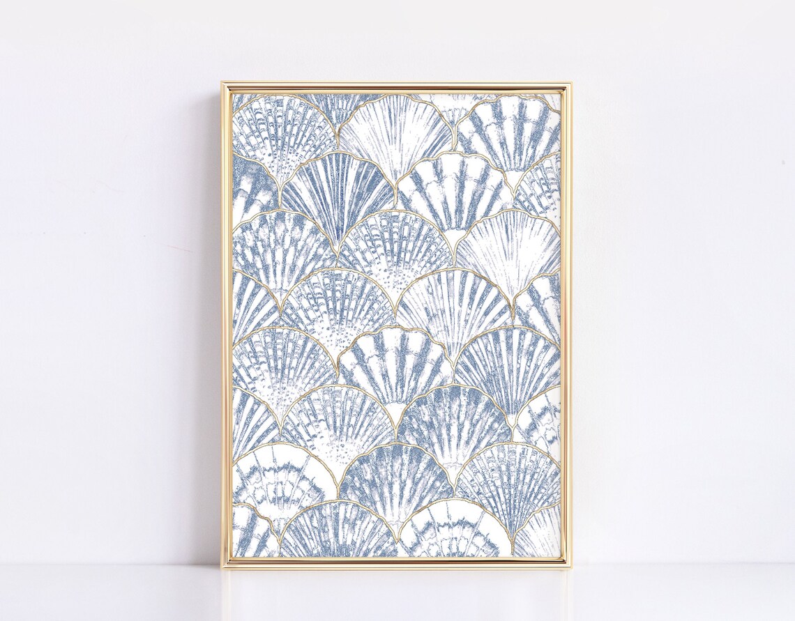 Seashell Pattern Art Print, Coastal Nursery Decor - Image 2