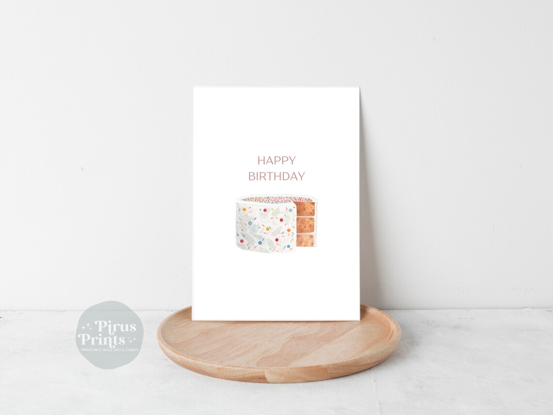 Minimal Watercolor Birthday Cake Card - Image 4