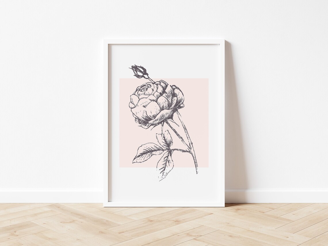 Minimalist Rose Sketch Art Print, Valentine Decor - Image 2