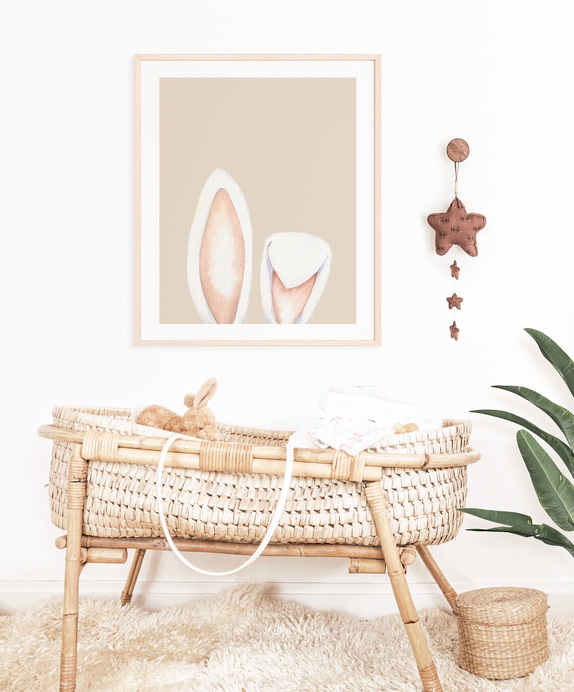 Bunny Ears Watercolor Easter Decor Wall Art Print - Image 2