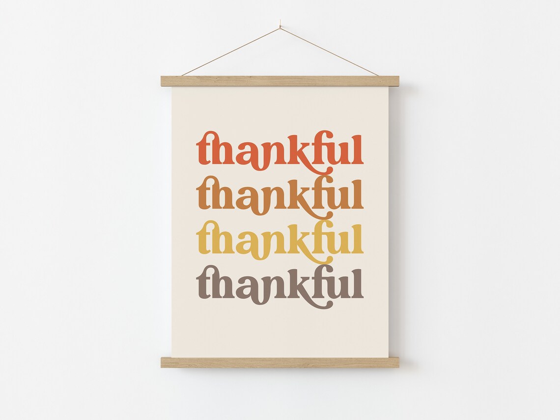 Thankful Vintage Typography Thanksgiving Poster Print - Image 3