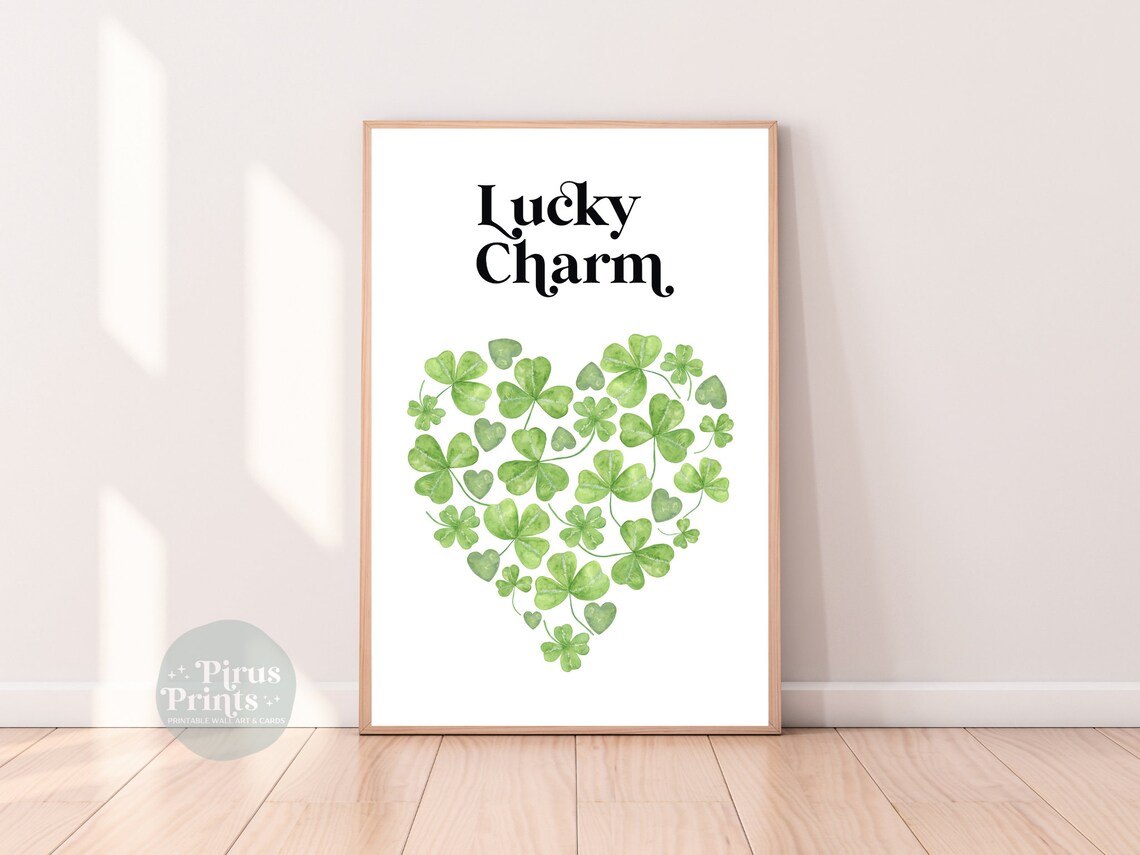 Lucky Charm Shamrock Heart, St Patricks Art Print - Image 2