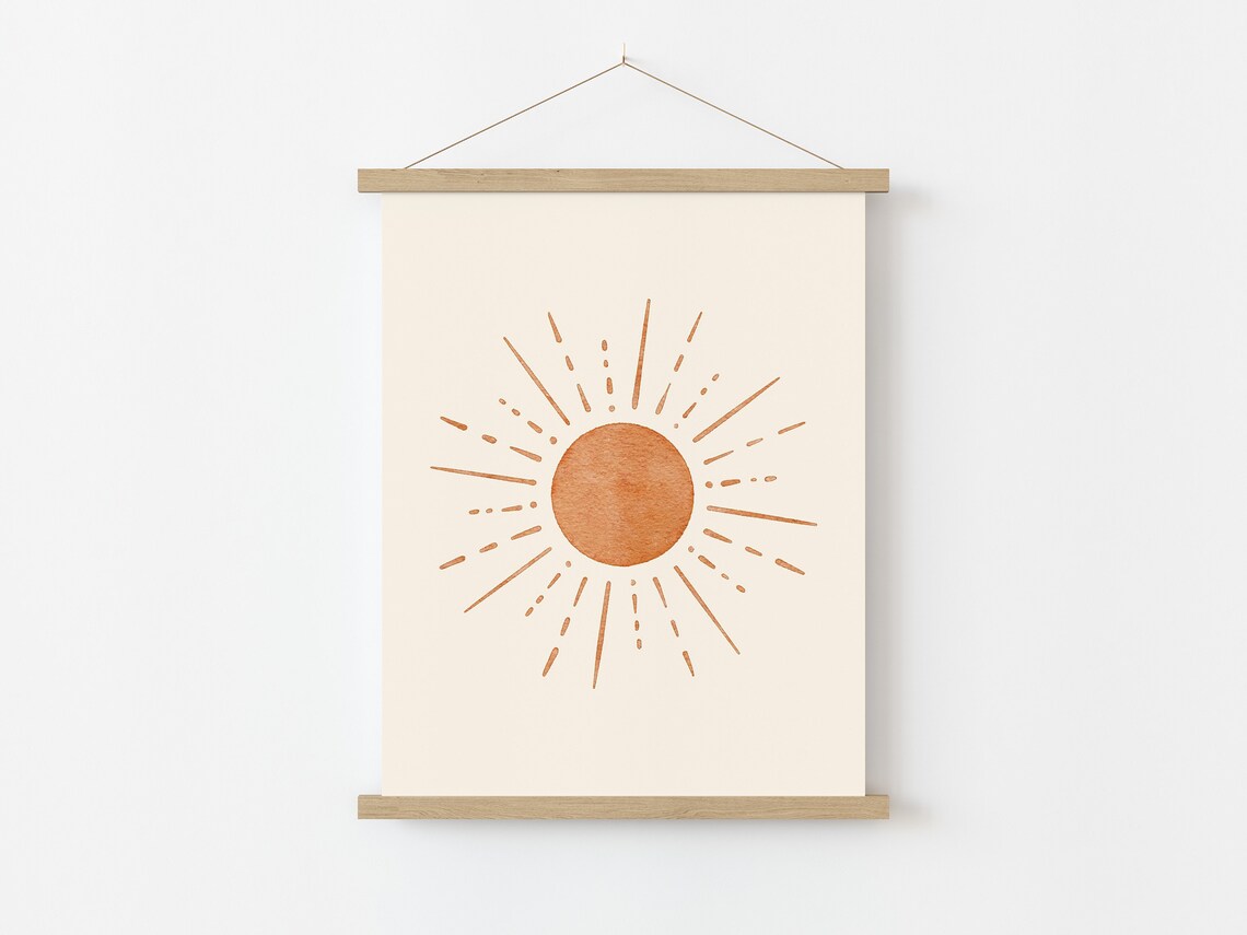 Watercolor Sun Boho Wall Art, Summer Decor Print - Image 4