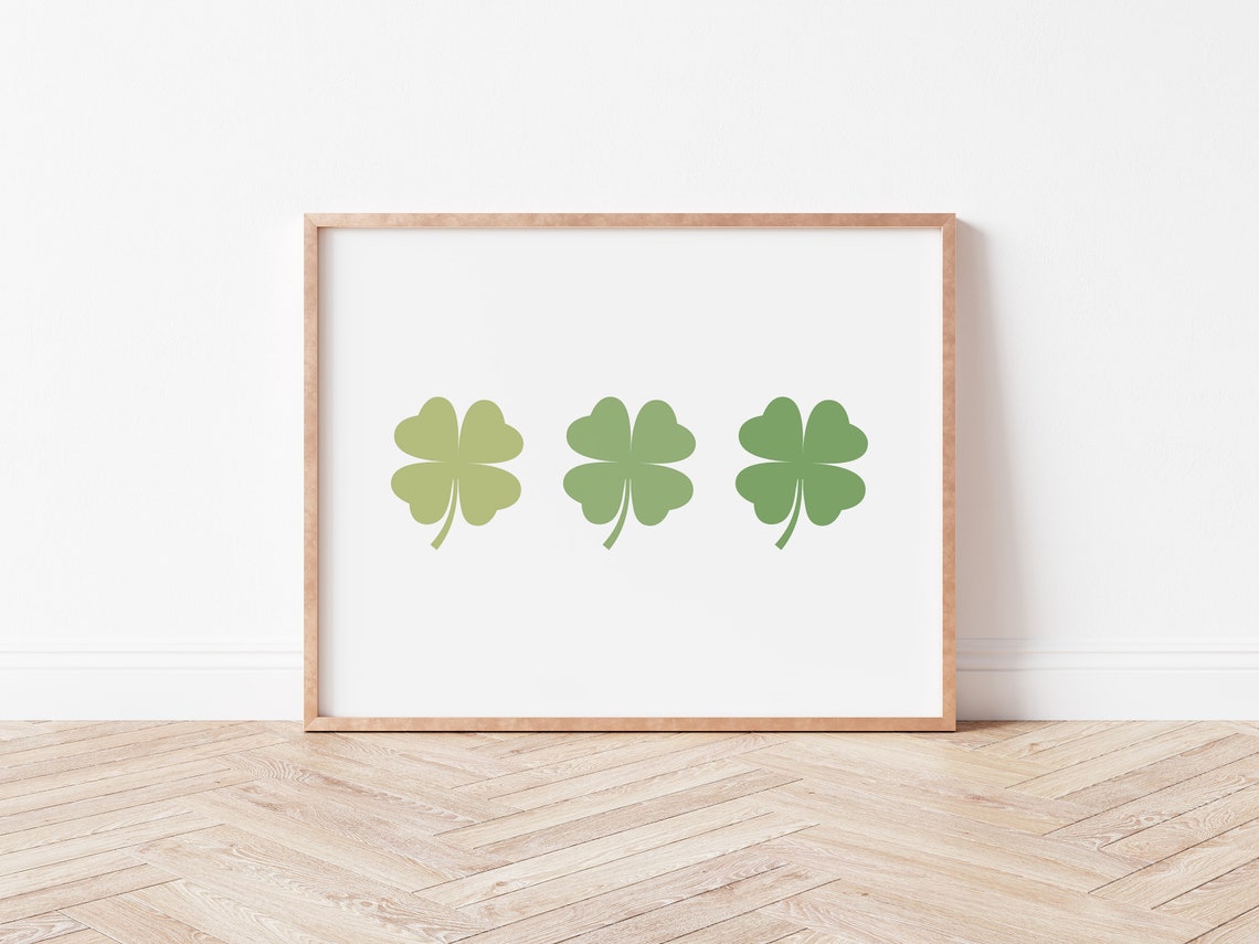 Simple Green Shamrock Trio Minimal Modern St Patricks Wall Art - Image 5