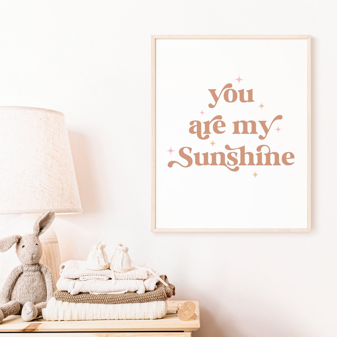 You Are My Sunshine Quote Print Blush Pink Nursery Typography Wall Art - Image 2