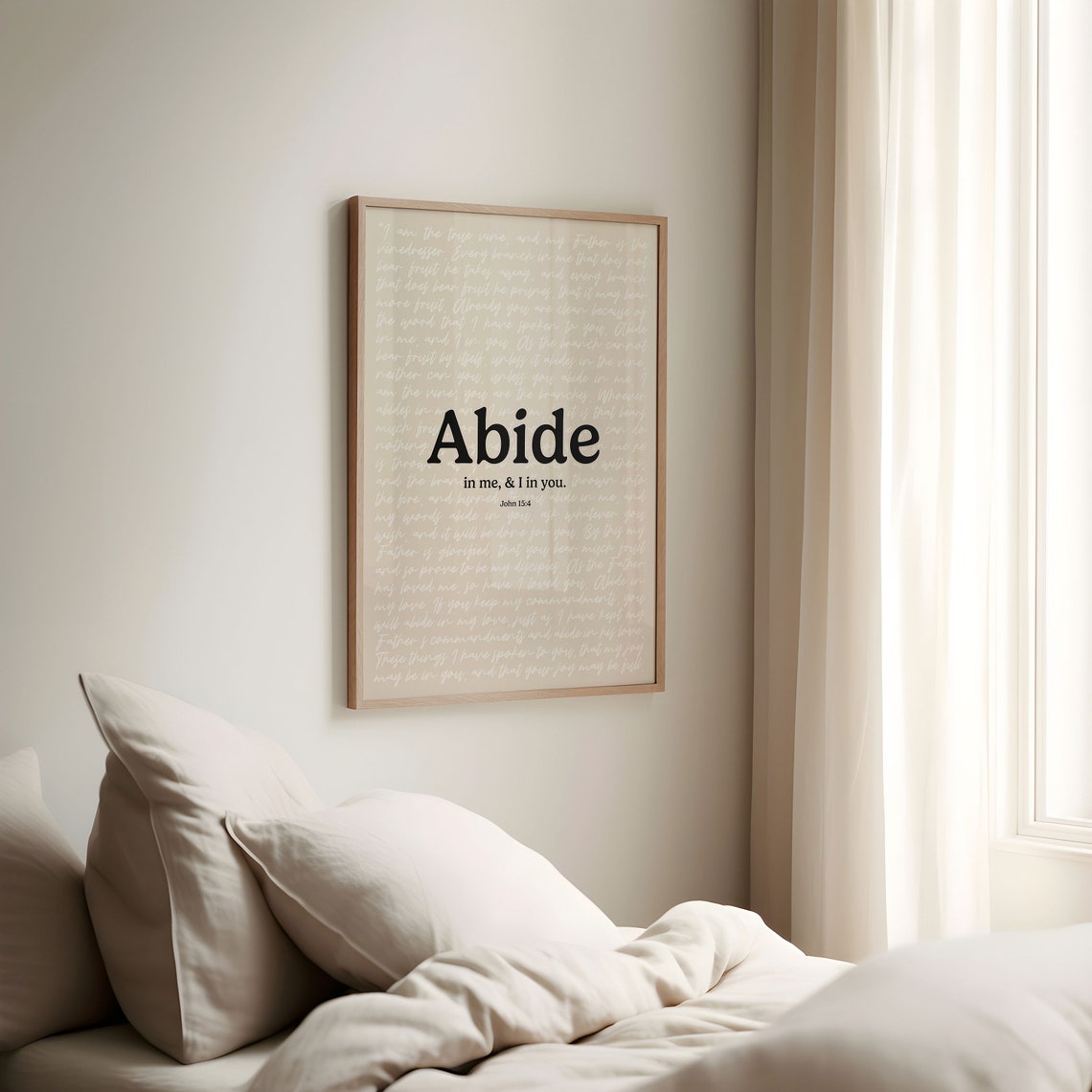 John 15 4 Abide In Me Vine And Branches Layered Scripture Poster - Image 2