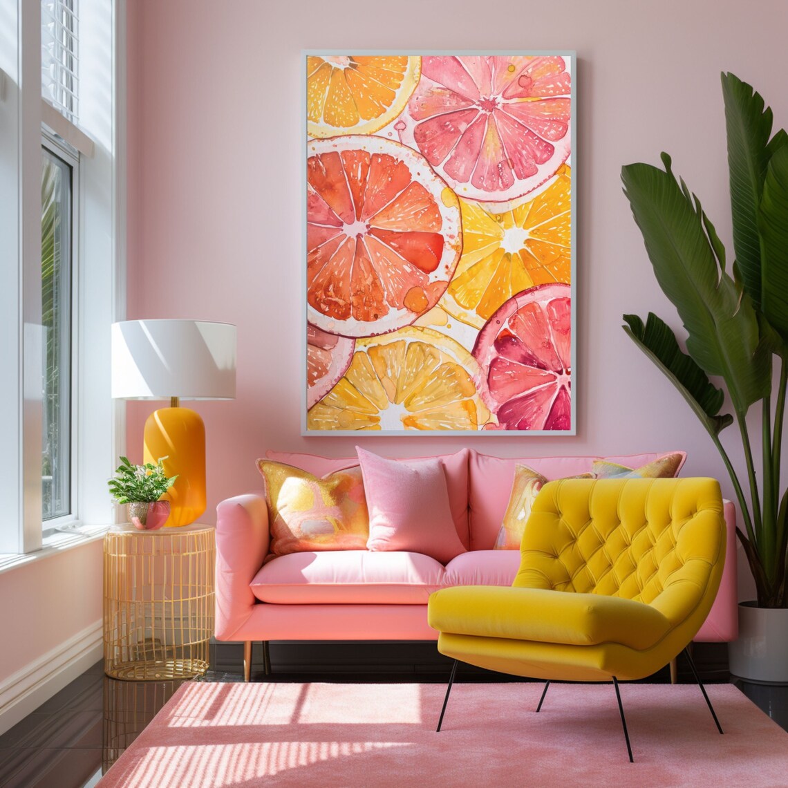 Citrus Watercolor Art Print, Orange, Grapefruit, Lemon