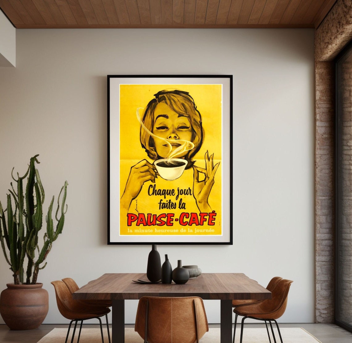 Vintage French Pause Cafe Coffee Advertisement Retro Poster Art