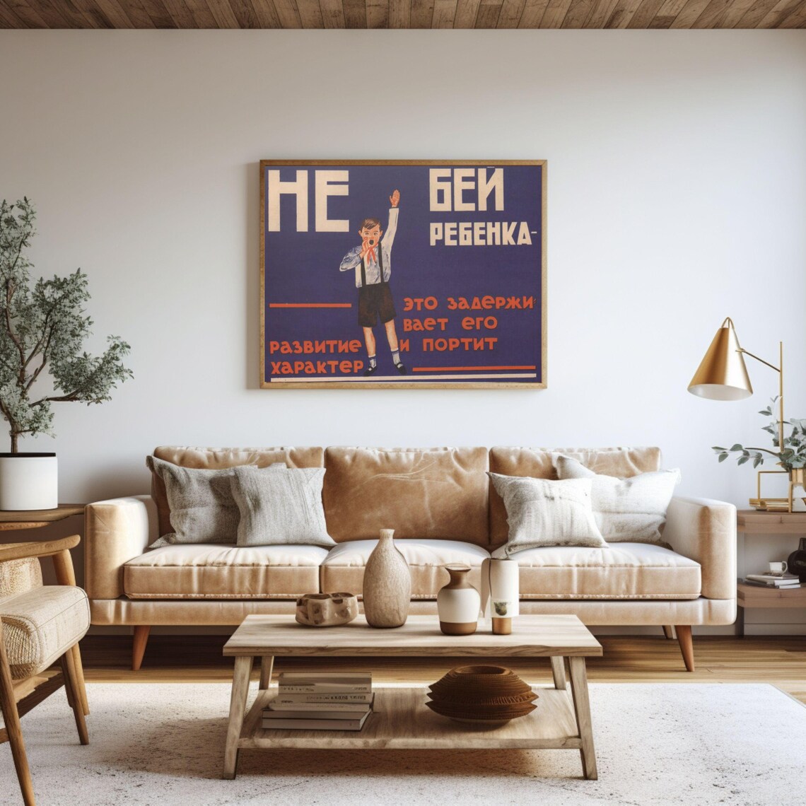 Vintage Soviet Russia, Don't Hit Children Poster