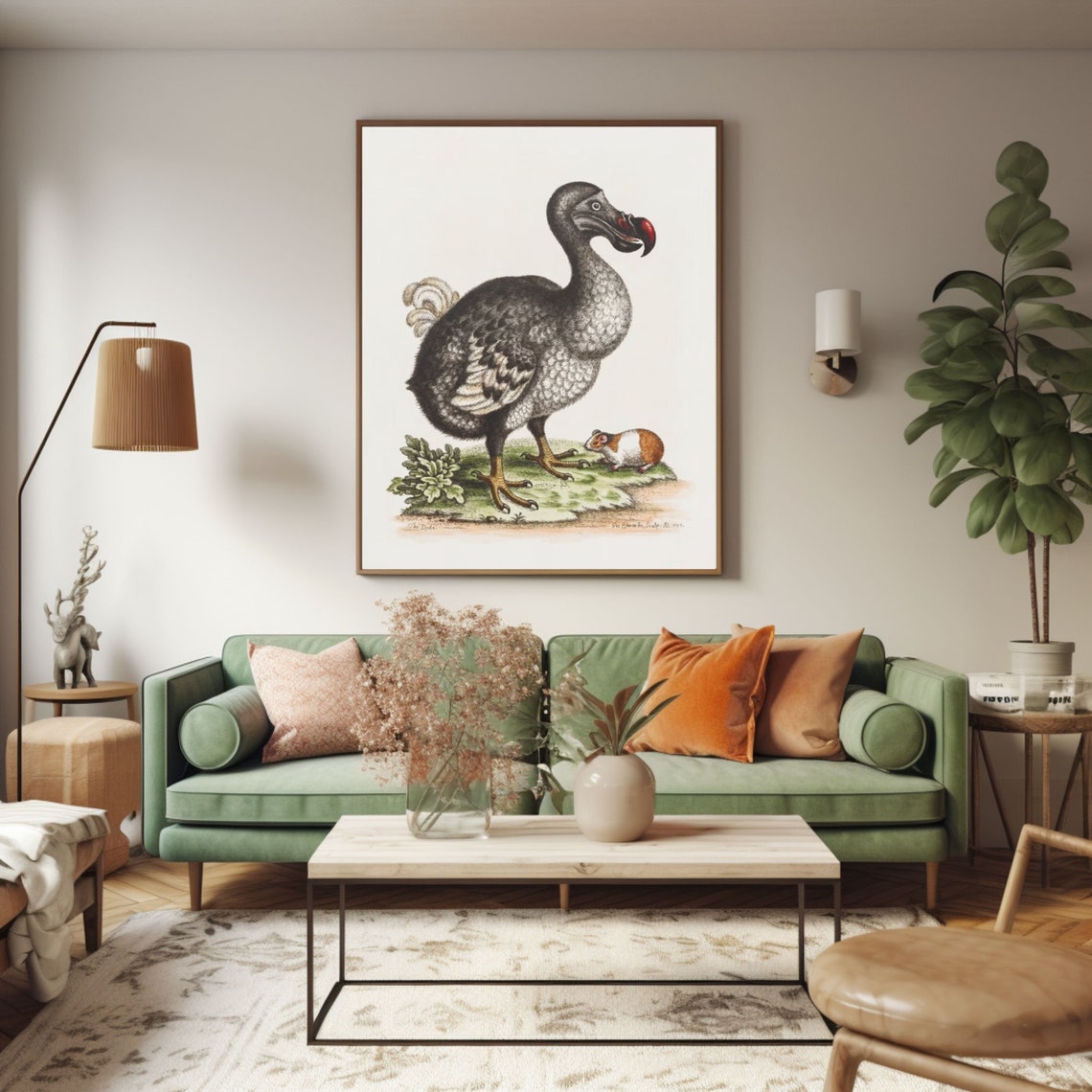 Antique Dodo Bird Illustration with Guinea Pig Vintage Poster