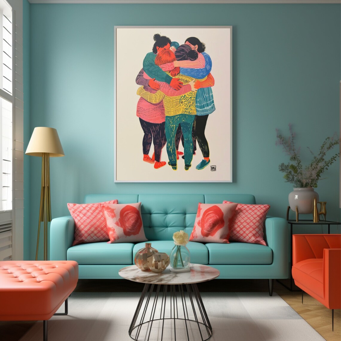 Anastasia Ames Group Hug Girls Hug Art Print