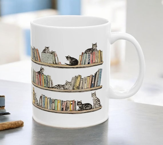 Tabby Cats Lounging On Library Bookshelves Bookworm Wall Art