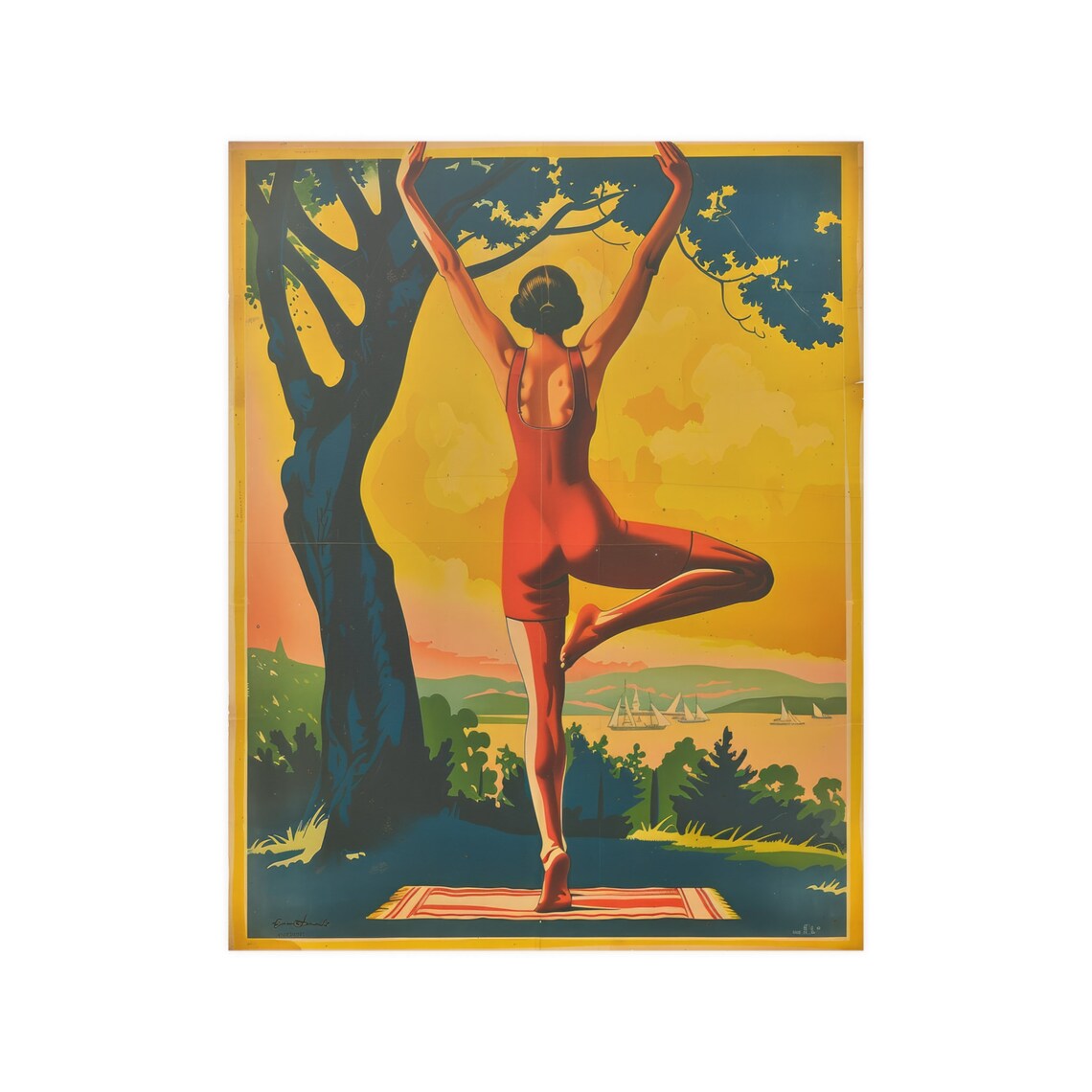 Retro Yoga Sun Salutation Art Print, Yoga Decor - Image 5