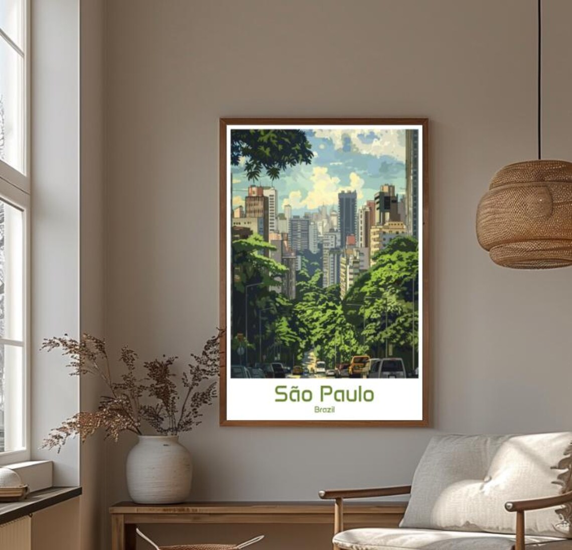 Sao Paulo Brazil Green City Avenue Downtown Skyline Travel Poster - Image 4