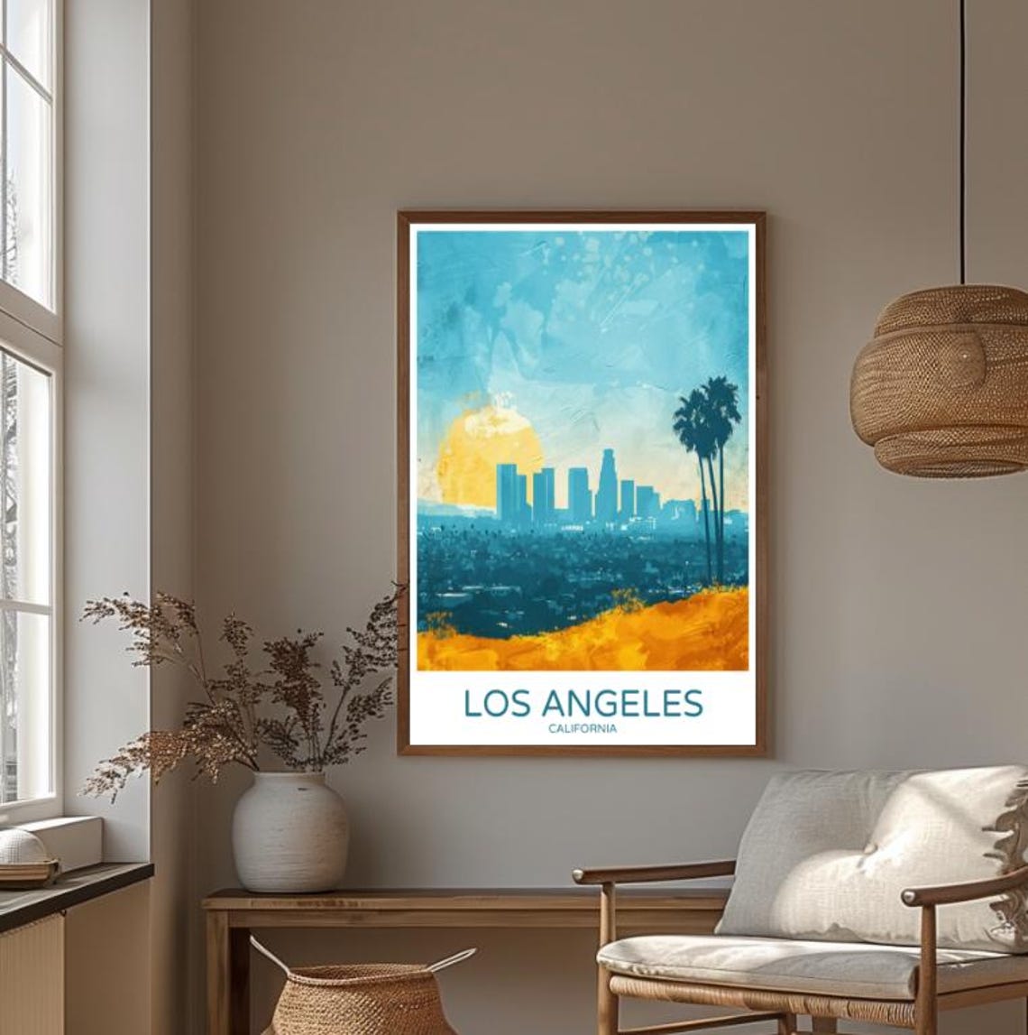 Los Angeles Skyline Travel Poster Vibrant Wall Art Of Iconic Cityscape Hollywood Hills California Travel Gift Urban Decor Artwork - Image 3
