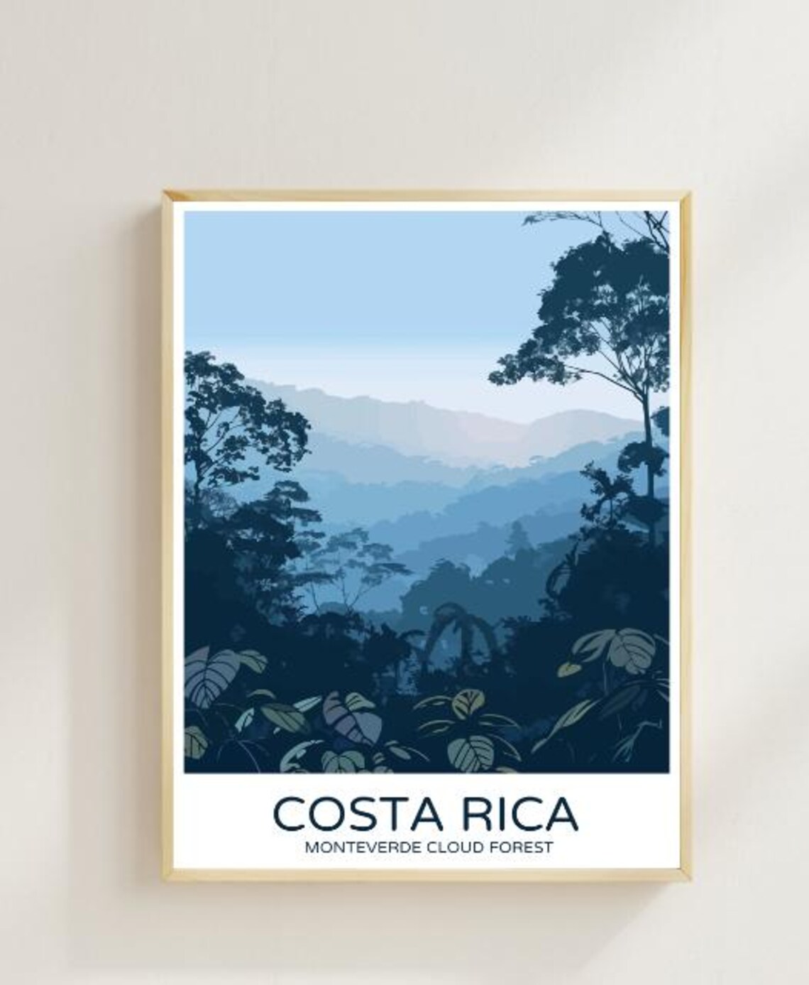 Monteverde Cloud Forest Costa Rica Misty Blue Jungle Travel Poster