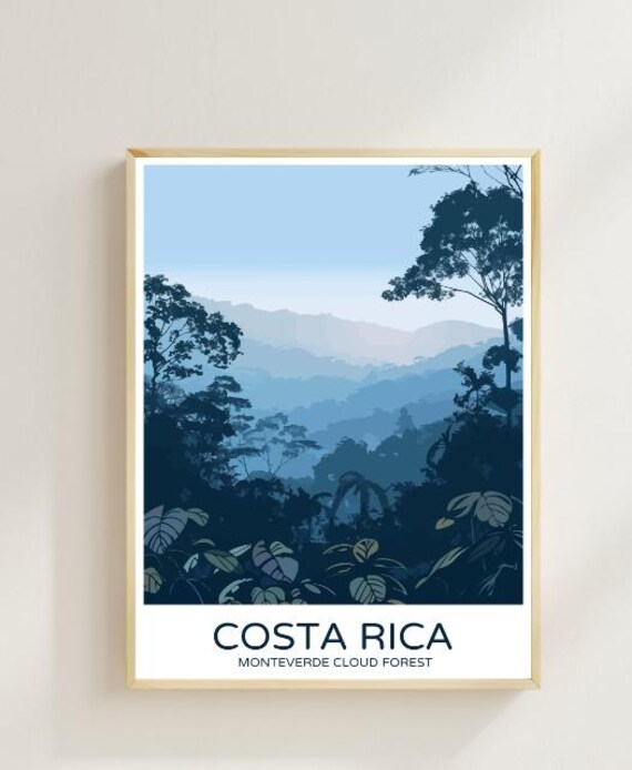 Monteverde Cloud Forest Costa Rica Misty Blue Jungle Travel Poster