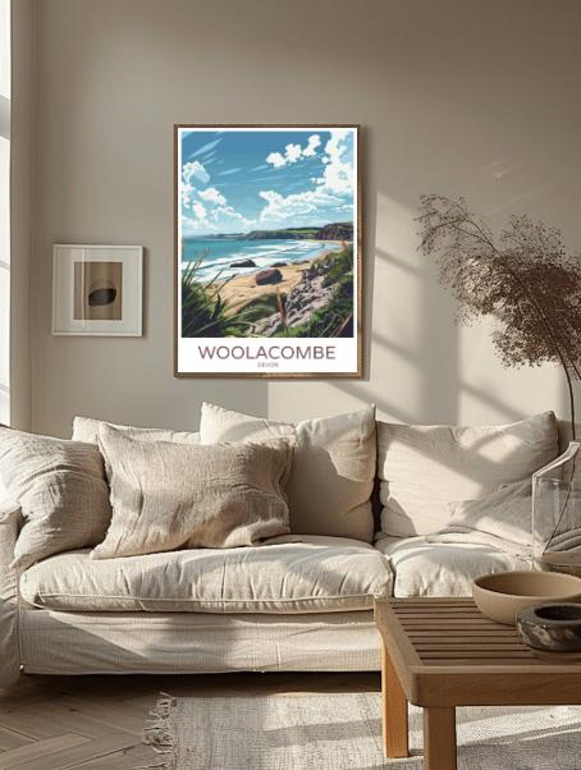 Woolacombe Devon Coastal Sandy Beach Waves Cliffs Travel Poster - Image 2