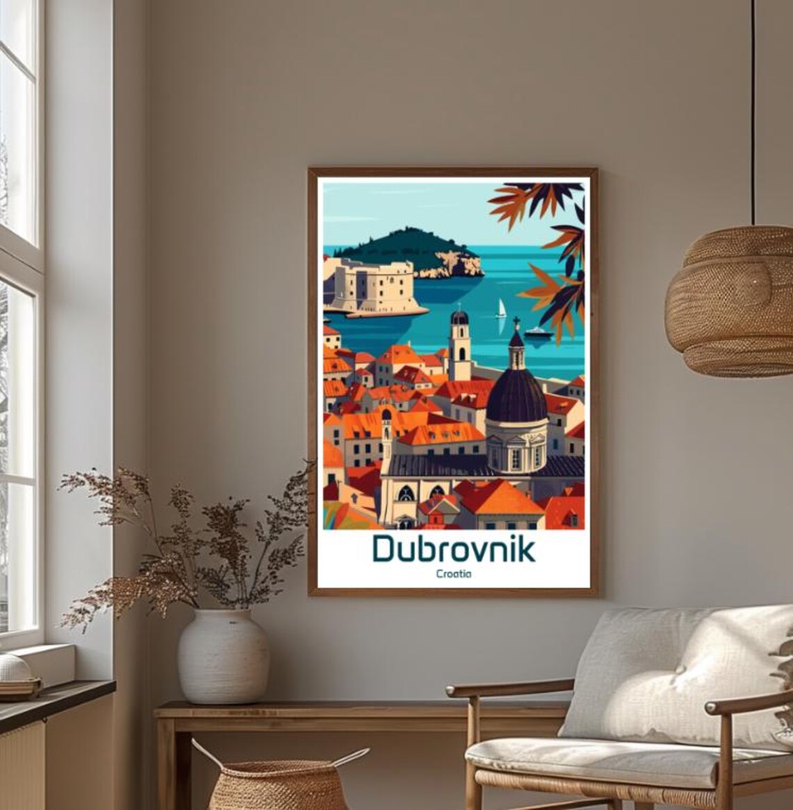 Dubrovnik Croatia Old Town Red Roofs Over Adriatic Sea Poster - Image 4