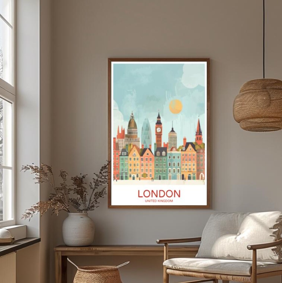 London United Kingdom Big Ben Colorful Cityscape Illustration Poster - Image 4