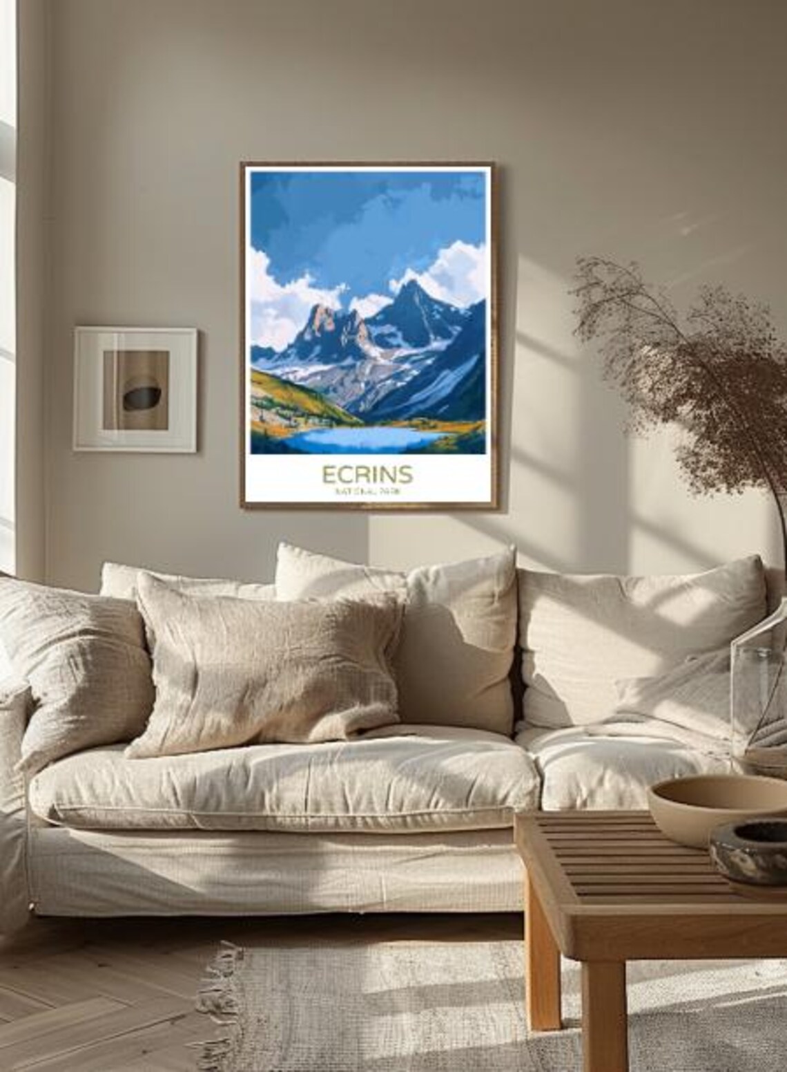 Ecrins National Park Snowy Peaks and Blue Lake Travel Poster - Image 2
