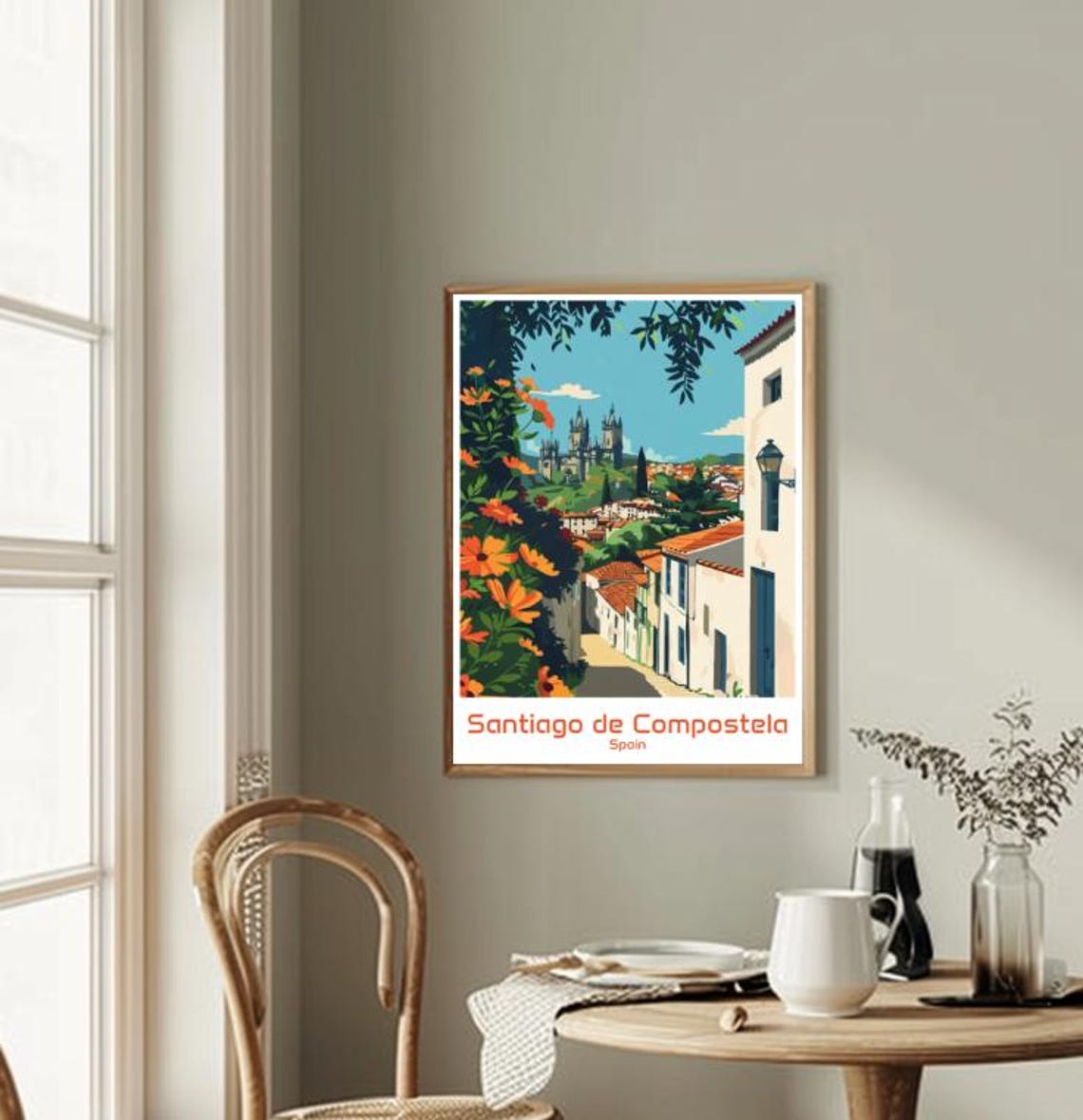 Santiago de Compostela Cathedral Old Town Spain Travel Poster - Image 2