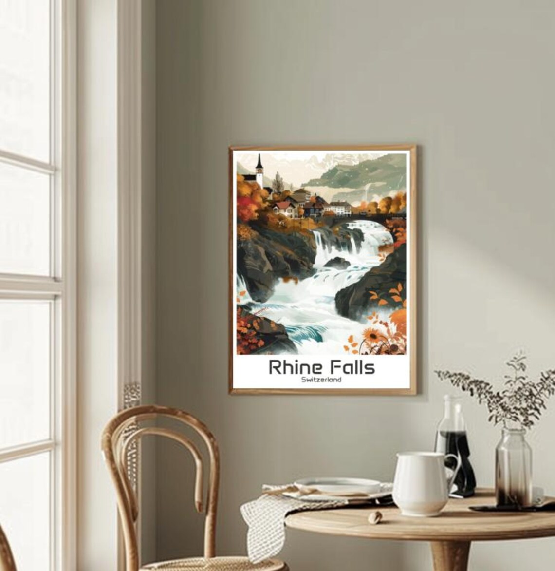 Rhine Falls Switzerland Autumn Waterfall Cascades Travel Poster - Image 2