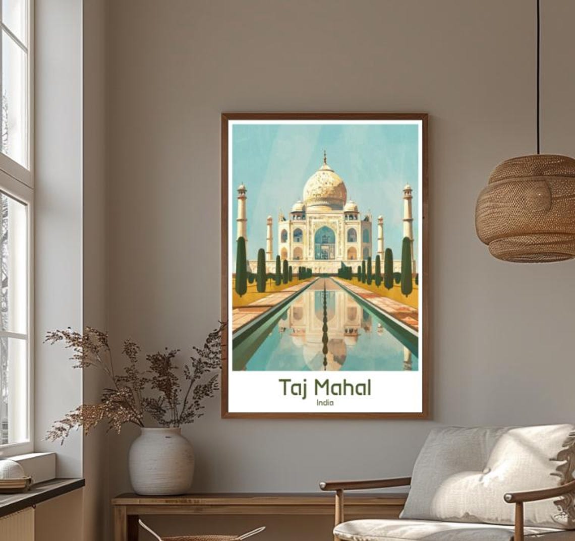 Taj Mahal India Marble Mausoleum Garden Reflection Travel Poster - Image 4